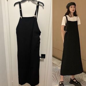 Like New One Size Korean Pinafore Apron Dress in Black